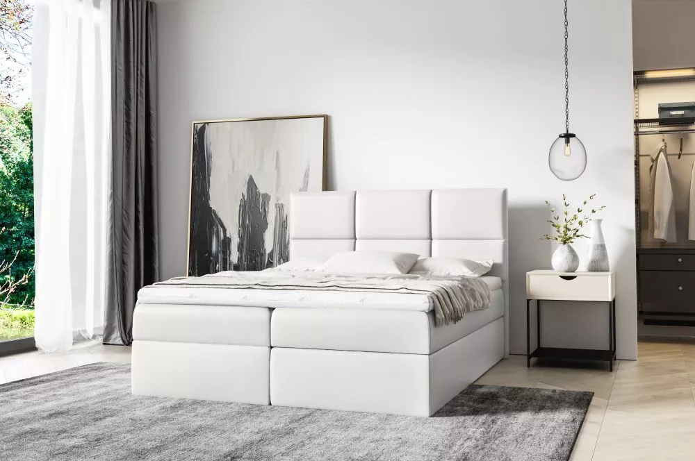 Gulta Imbir Boxspring Standard Guļamvietas platums: 180 cm, Guļamvietas garums: 200 cm, · Balts · 184 × 208 × 103 cm