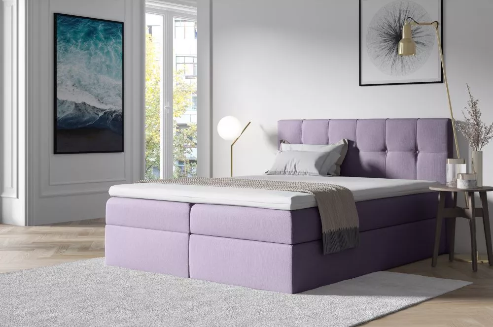Gulta Emporio Boxspring Premium Standard Guļamvietas platums: 140 cm, Guļamvietas garums: 200 cm, · Gaiši violets · 144 