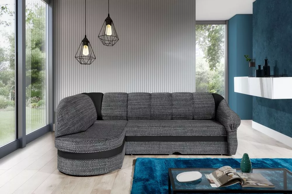 Dīvāns Benano Lux standard · Pelēks + melns · 180 × 250 × 85 cm