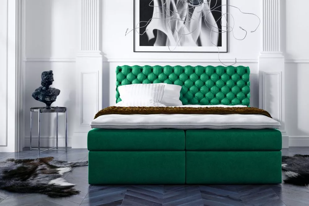 Gulta Piano Boxspring Premium Standard Guļamvietas platums: 120 cm, Guļamvietas garums: 200 cm, · Tumši zaļš · 124 × 213