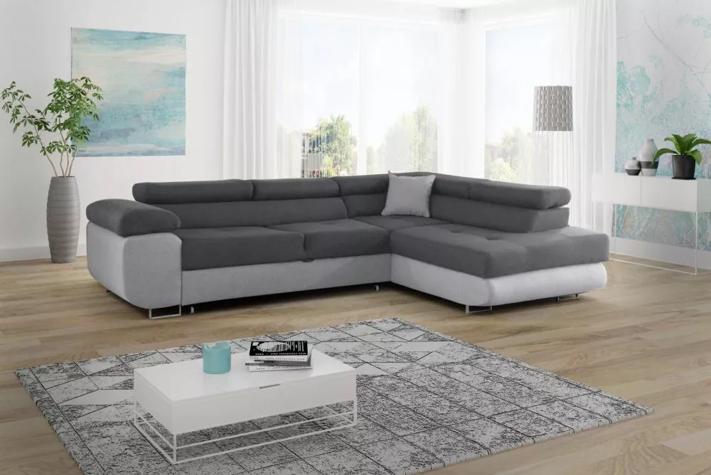 Dīvāns Lido standard · Tumši pelēks + gaiši pelēks · 202 × 275 × 75 cm