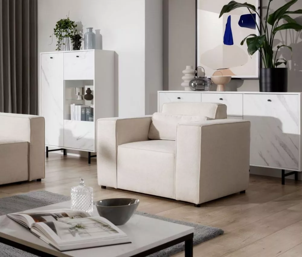 Mīksts krēsls Castel 1S Standard Sēdvietas dziļums: 47 cm, · Gaiši bēšs · 101 × 92 × 80 cm
