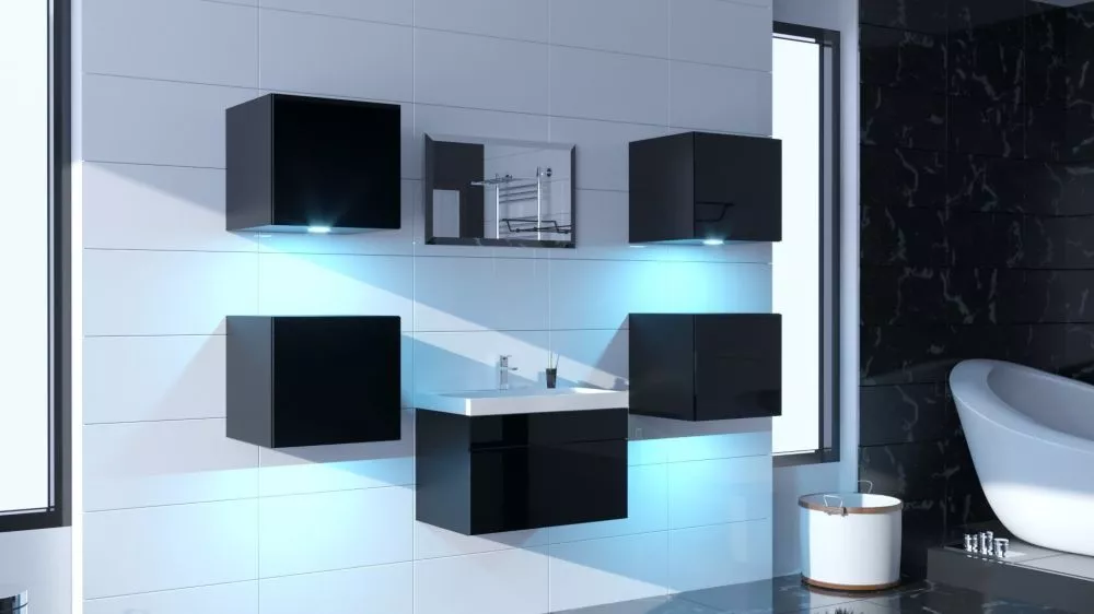 Vannas istabas komplekts Alius 29 ar LED · Melns · 110 × 35 cm