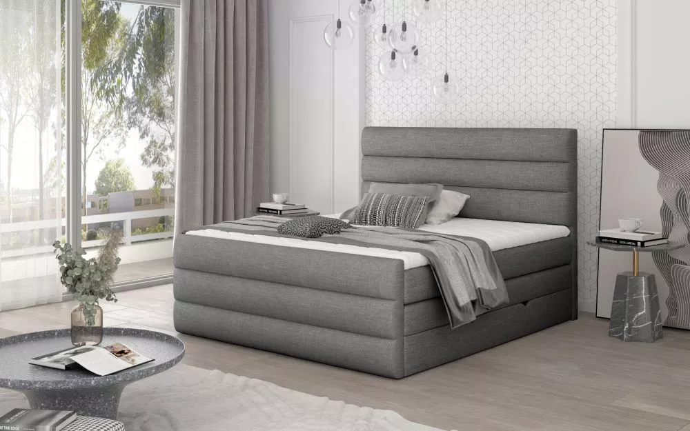 Gulta Cande Boxspring standard Guļamvietas platums: 160 cm, Guļamvietas garums: 200 cm, · Pelēks · 160 × 220 × 133 cm