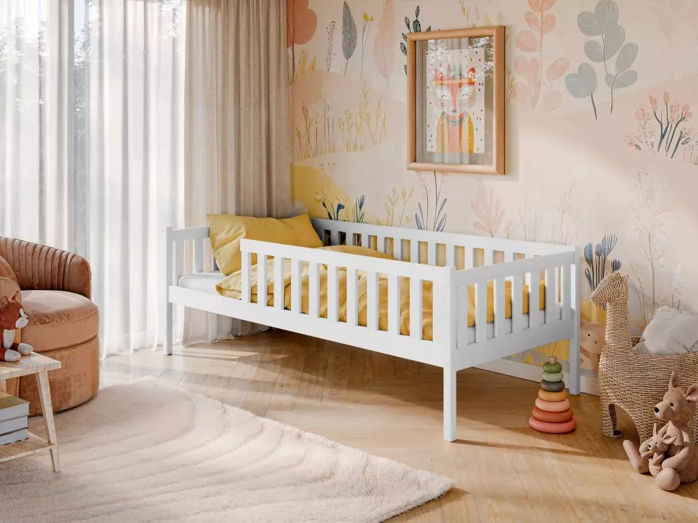 Bērnu gulta Ada 80x160 ar stelāžu Guļamvietas platums: 80 cm, Guļamvietas garums: 160 cm, · Balts · 87 × 168 × 71 cm