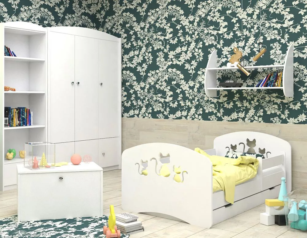 Bērnu gulta Happy Design Kotki L04 160x80 ar stelāžu Guļamvietas platums: 80 cm, Guļamvietas garums: 160 cm, · 92 × 164 