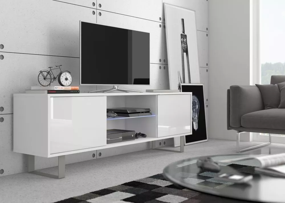 TV tumba King kin 02 · Balts + balts spīdums · 160 × 36 × 53 cm