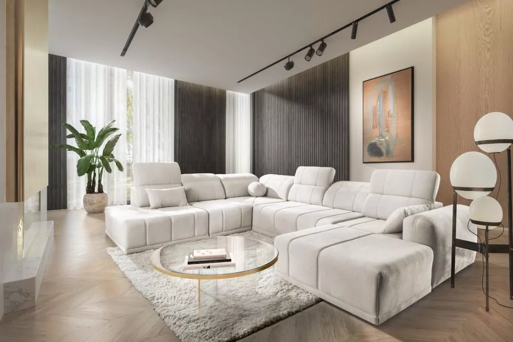 Dīvāns Ravello 10 Standard · Gaišais krēms · 300 × 360 × 82 cm