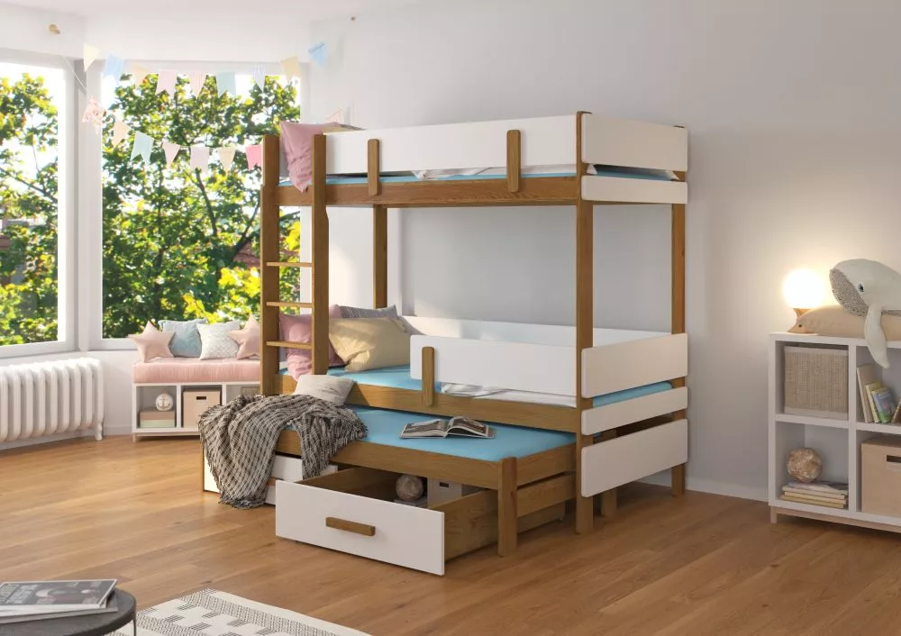Bērnu gulta Etapo Colour ar stelāžam Guļamvietas platums: 90 cm, Guļamvietas garums: 200 cm, · 103 × 208 × 171 cm