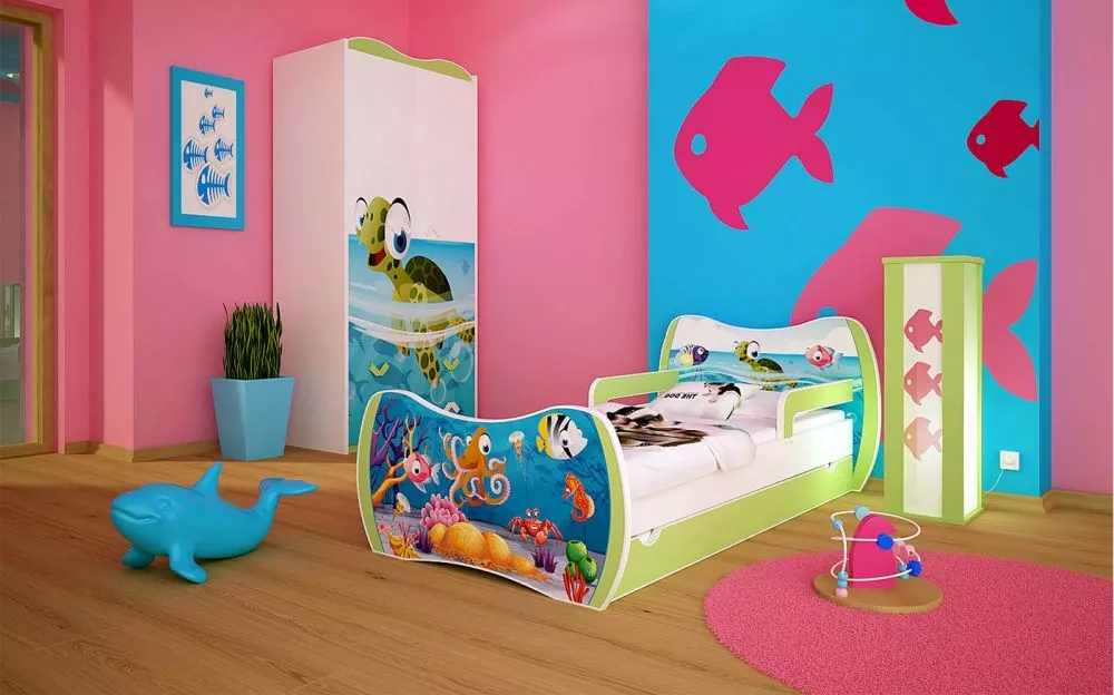 Bērnu gulta Dream L06 180x90 DM28 ar stelāžu Guļamvietas platums: 90 cm, Guļamvietas garums: 180 cm, · 114 × 184 × 71 cm