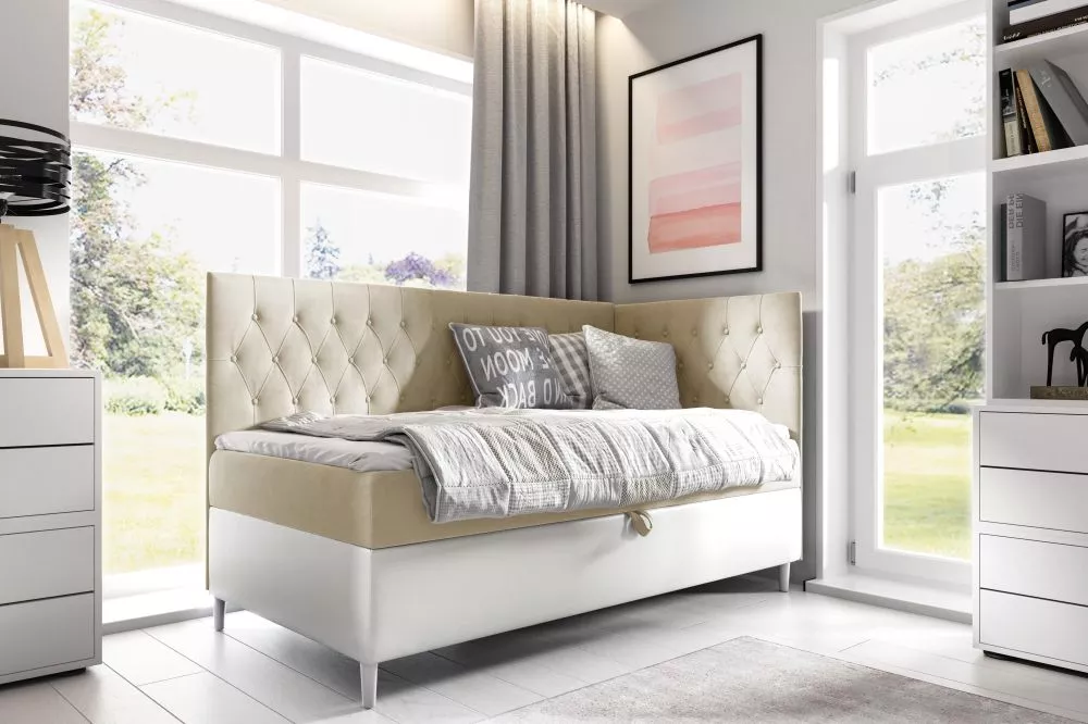 Gulta Filip 3 L Boxspring Standard Guļamvietas platums: 80 cm, Korpusa krāsa: balts, Guļamvietas garums: 200 cm, · 88 × 