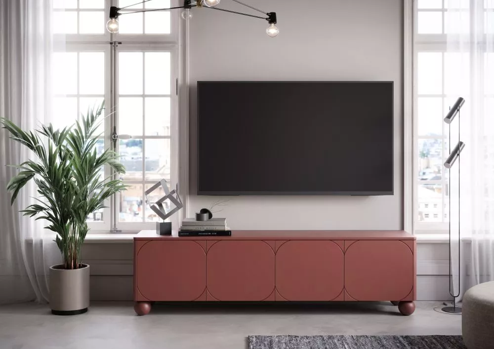 TV tumba Sonatia 2 RTV 200 4D1SZ · Sarkans · 200 × 45 × 57 cm