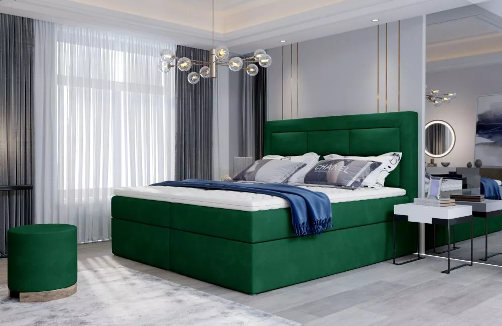 Gulta Vivre Boxspring standard Guļamvietas platums: 180 cm, Guļamvietas garums: 200 cm, · Zaļš · 180 × 215 × 115 cm