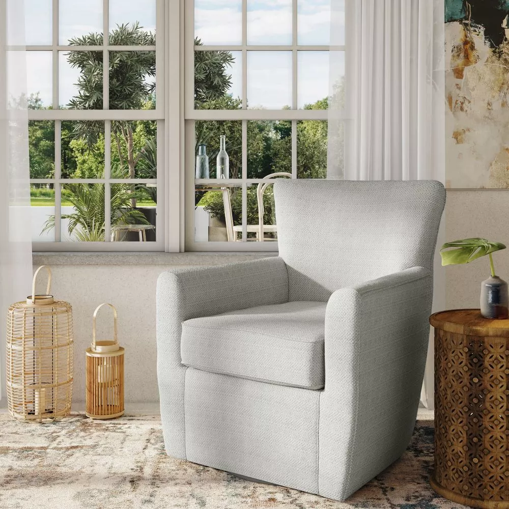 Mīksts krēsls Leith LET72 Sēdvietas dziļums: 54.5 cm, · Gaiši pelēks · 82.5 × 77 × 90 cm