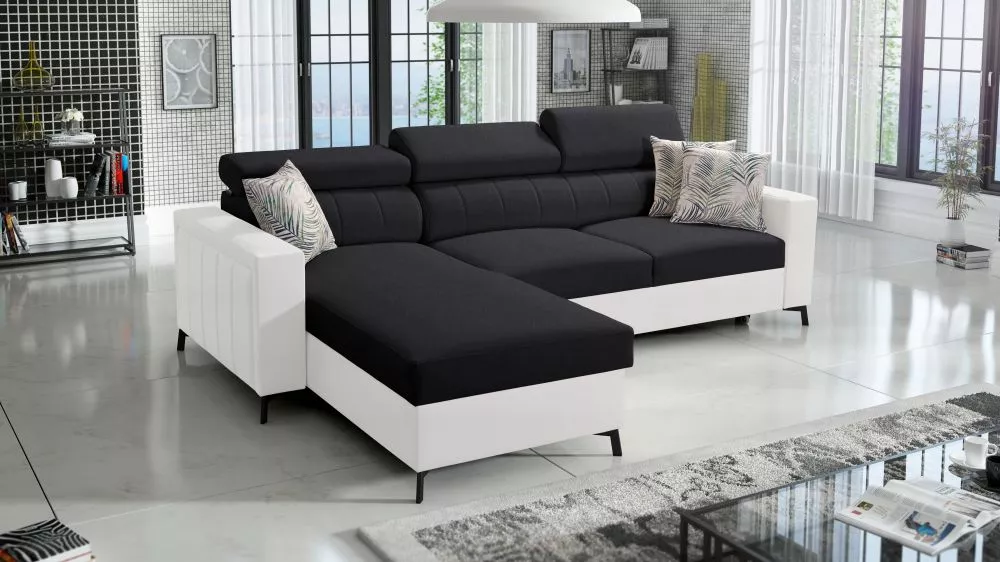 Dīvāns Baltico 1 Maxi Standard · Melns + balts · 183 × 267 × 83 cm