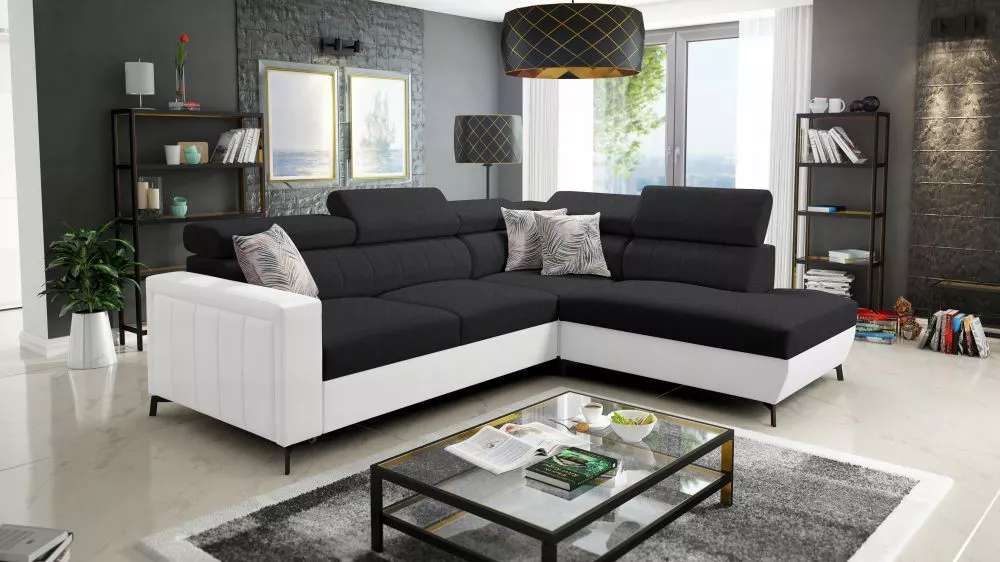 Dīvāns Baltico 3 Mini Standard · Melns + balts · 224 × 265 × 83 cm