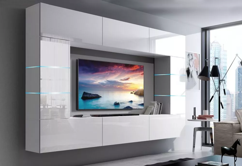 Sekcija Concept 61 ar LED · Balts · 273 × 35 × 184 cm