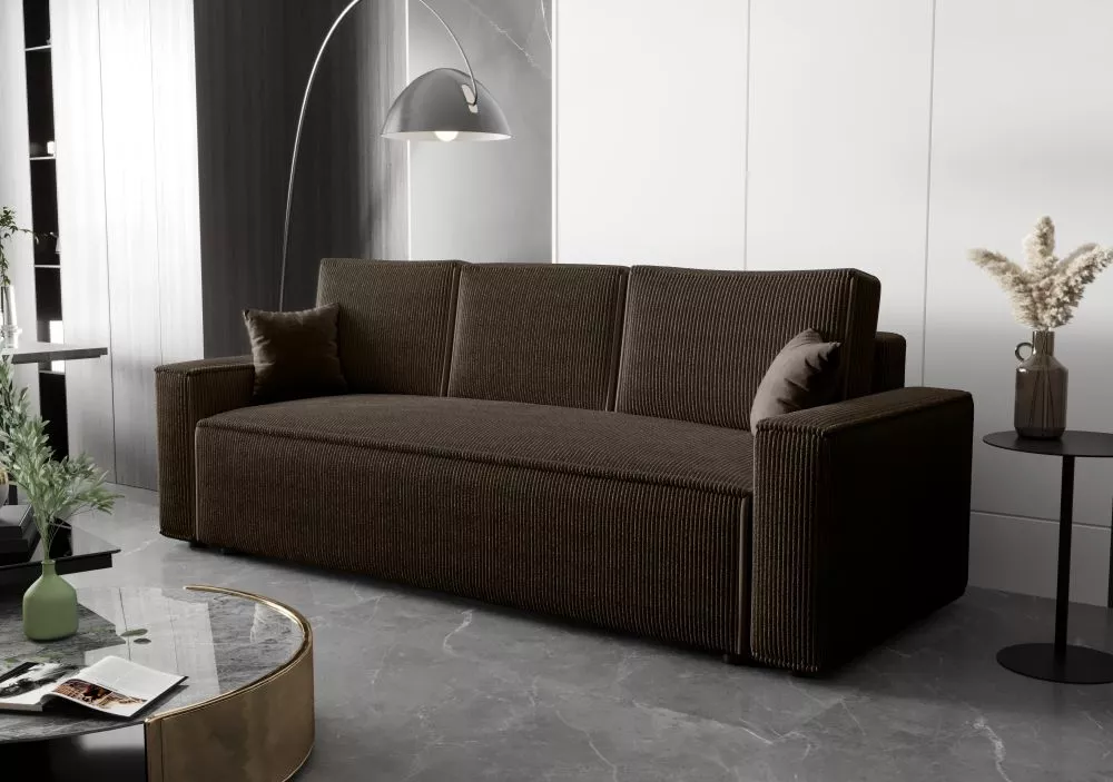 Dīvāns Ambro 3S standard · Tumši brūns · 90 × 230 × 85 cm