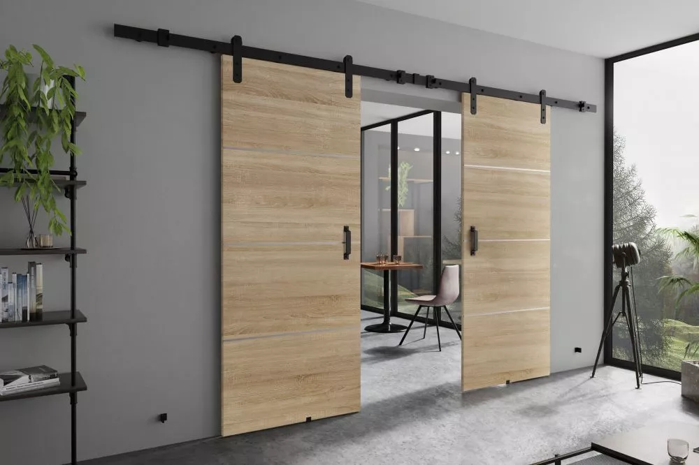 Bīdāmās durvis Retro Plus Duo · Ozols sonoma · 212 × 205 cm