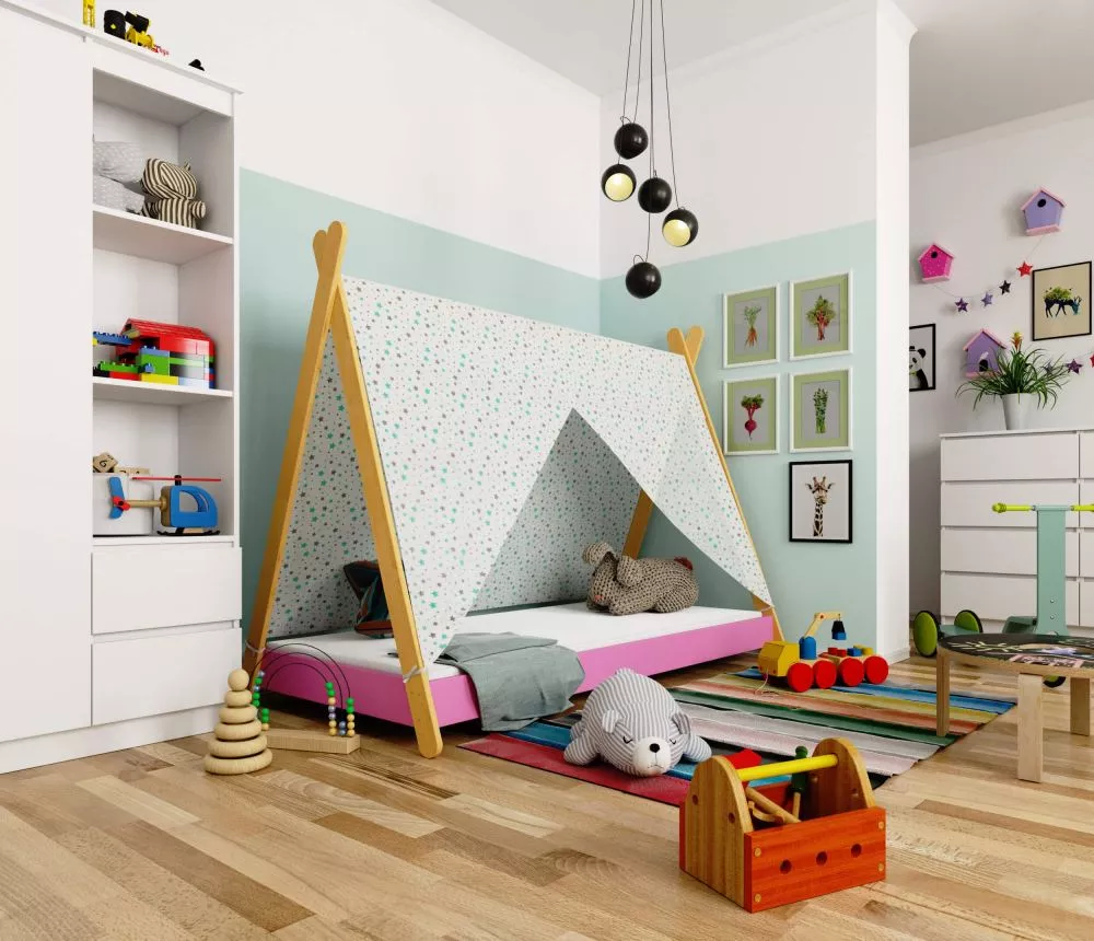 Bērnu gulta Gem ar stelāžu Guļamvietas platums: 80 cm, Guļamvietas garums: 160 cm, · Rozā · 85 × 164 × 155 cm