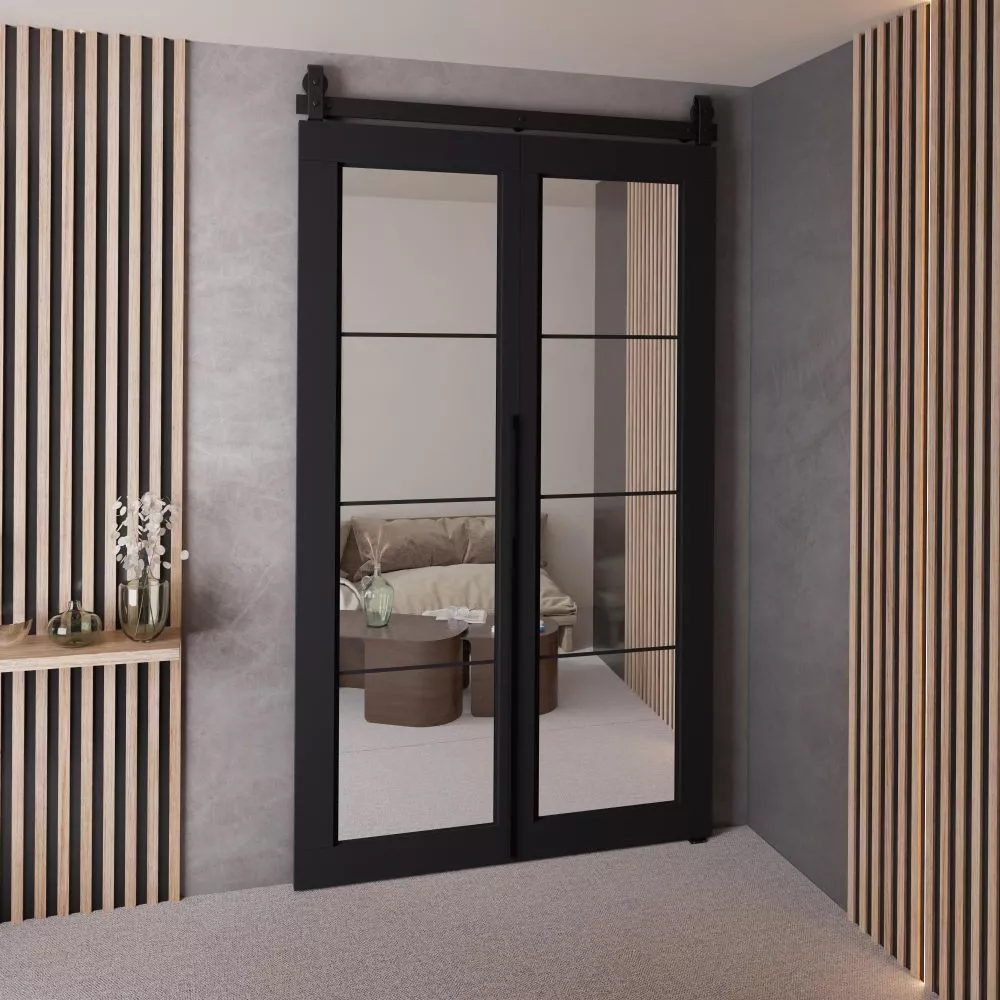 Bīdāmās durvis Qudio Loft-5 · Melna · 106 × 205 cm