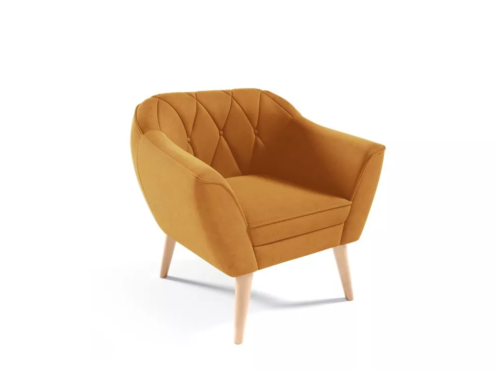 Mīksts krēsls Amelia typ 191 Standard Sēdvietas dziļums: 52 cm, · Dzeltens · 80 × 74 × 75 cm