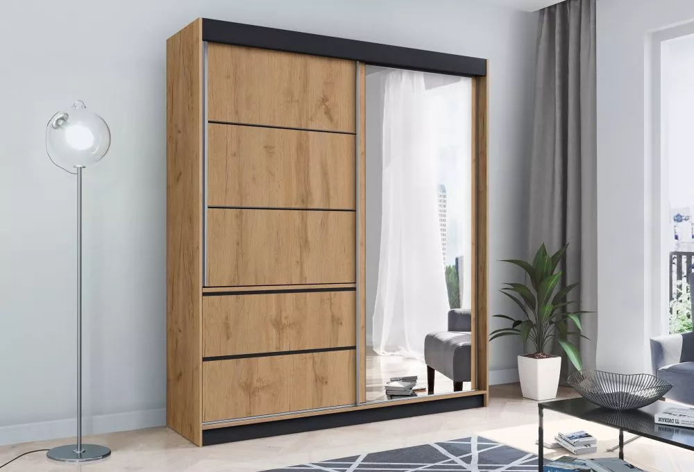 Skapis Adel 150 · Ozols craft zelts · 150 × 61 × 215 cm