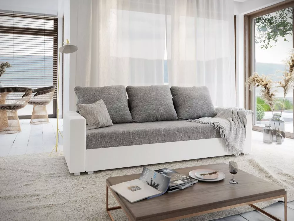 Dīvāns Roma Comfort standard · Pelēks + balts · 90 × 230 × 90 cm
