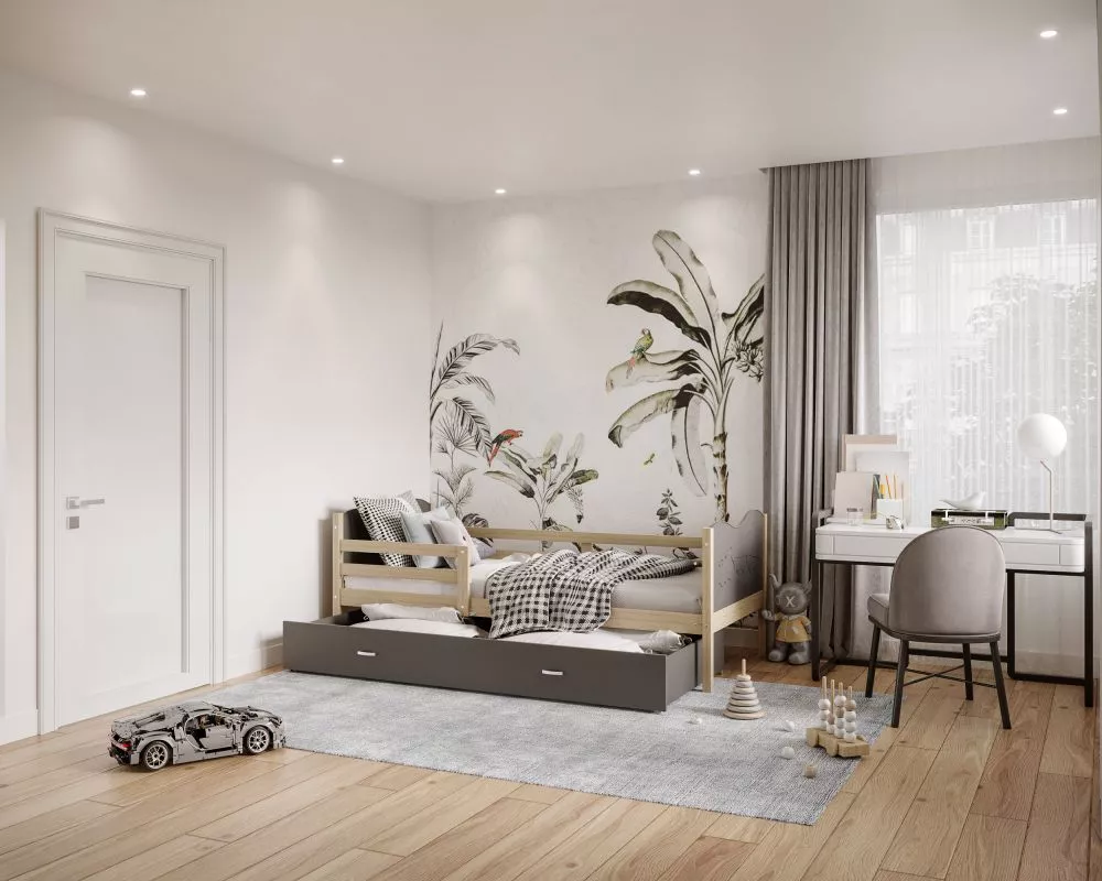 Bērnu gulta Max P 80x160 ar stelāžu Guļamvietas platums: 80 cm, Guļamvietas garums: 160 cm, · 86 × 168 × 74 cm