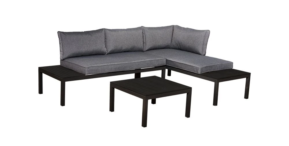 Terases mēbeles Vento Black Korpusa krāsa: melns, Elementu krāsa: pelēks, · 160 × 160 × 69 cm