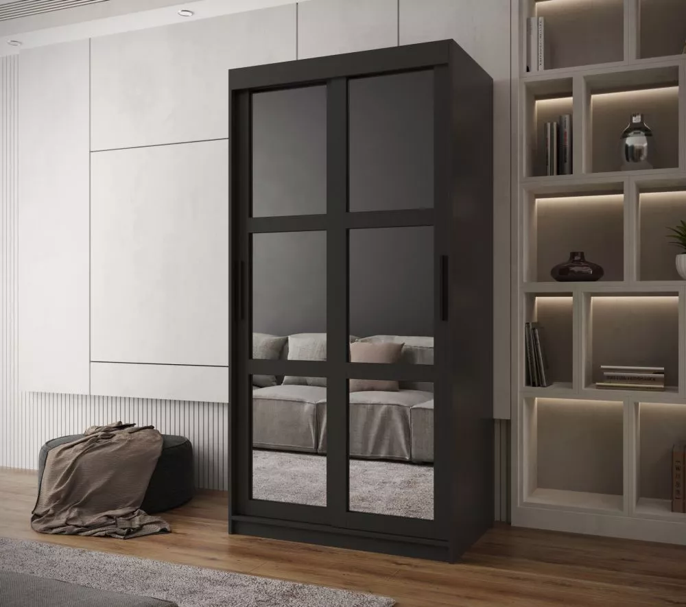 Skapis Miror · Melns · 100 × 62 × 200 cm