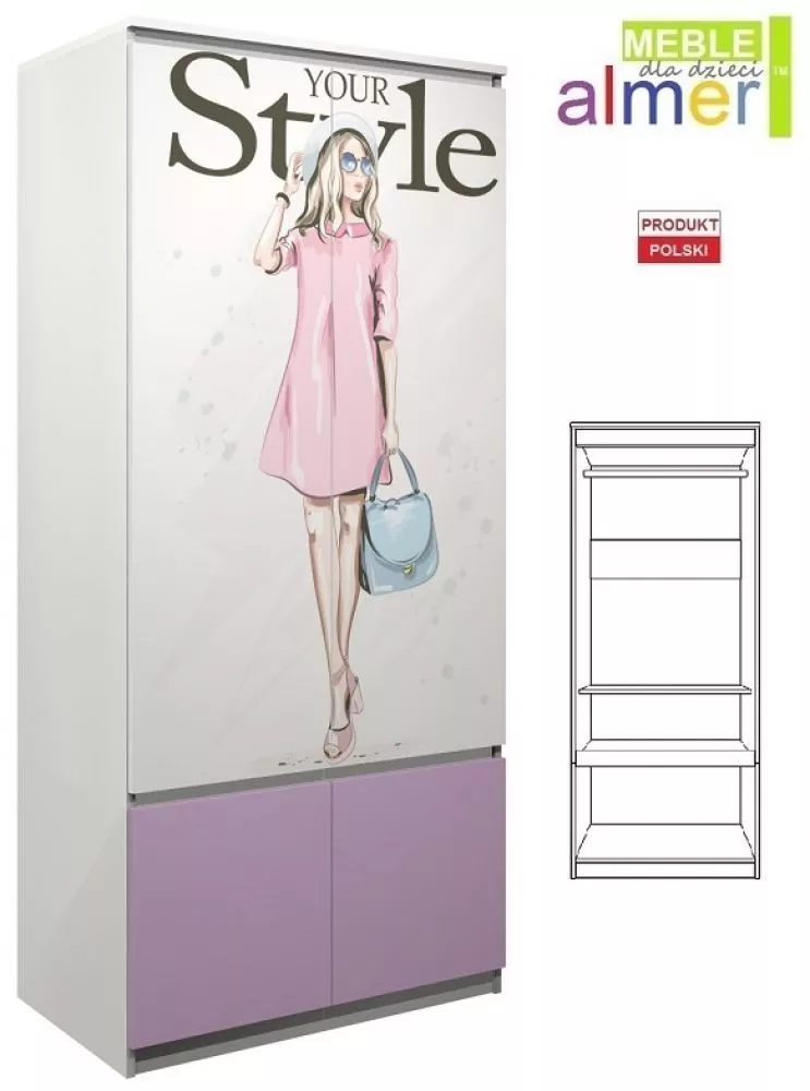Bērnu skapis Fashion C16 · 90 × 55 × 200 cm