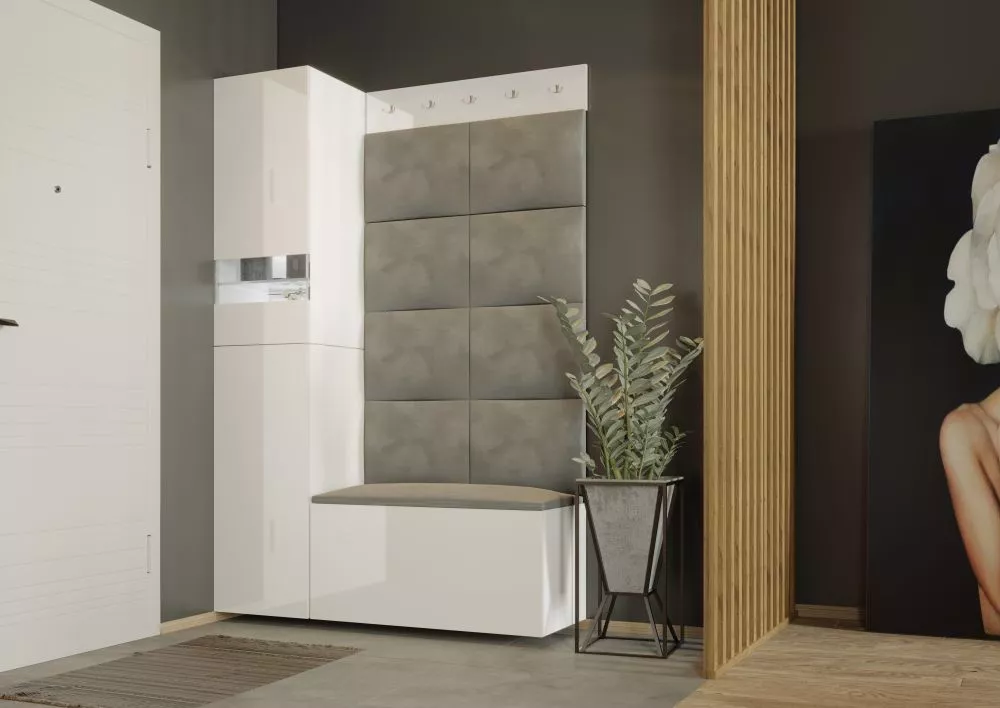 Apavu plaukts Gardero 5 ar LED Korpusa krāsa: balts, · 126 × 188 × 38 cm