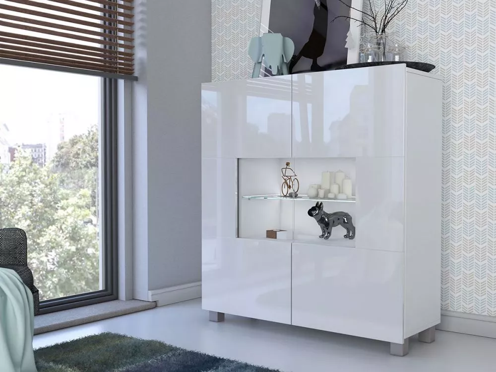 Kumode Calabrini C K2D ar LED · Balts · 100 × 35 × 107 cm