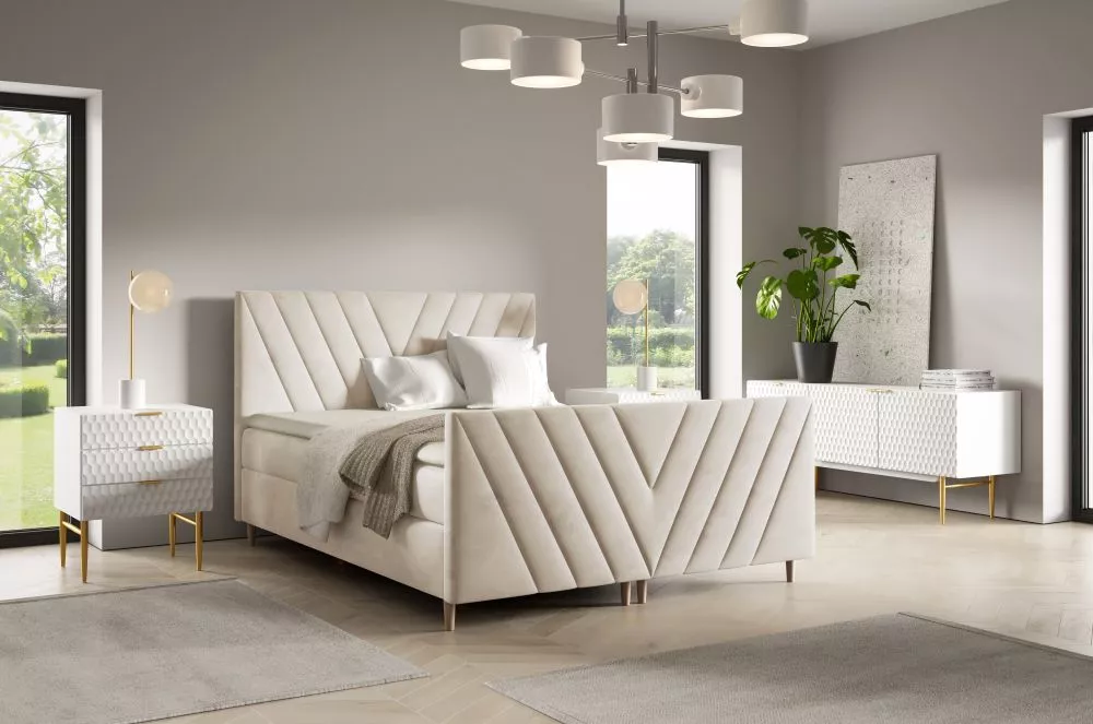 Gulta Beno Plus Boxspring Standard Guļamvietas platums: 120 cm, Guļamvietas garums: 200 cm, · Bēšs · 124 × 208 × 115 cm