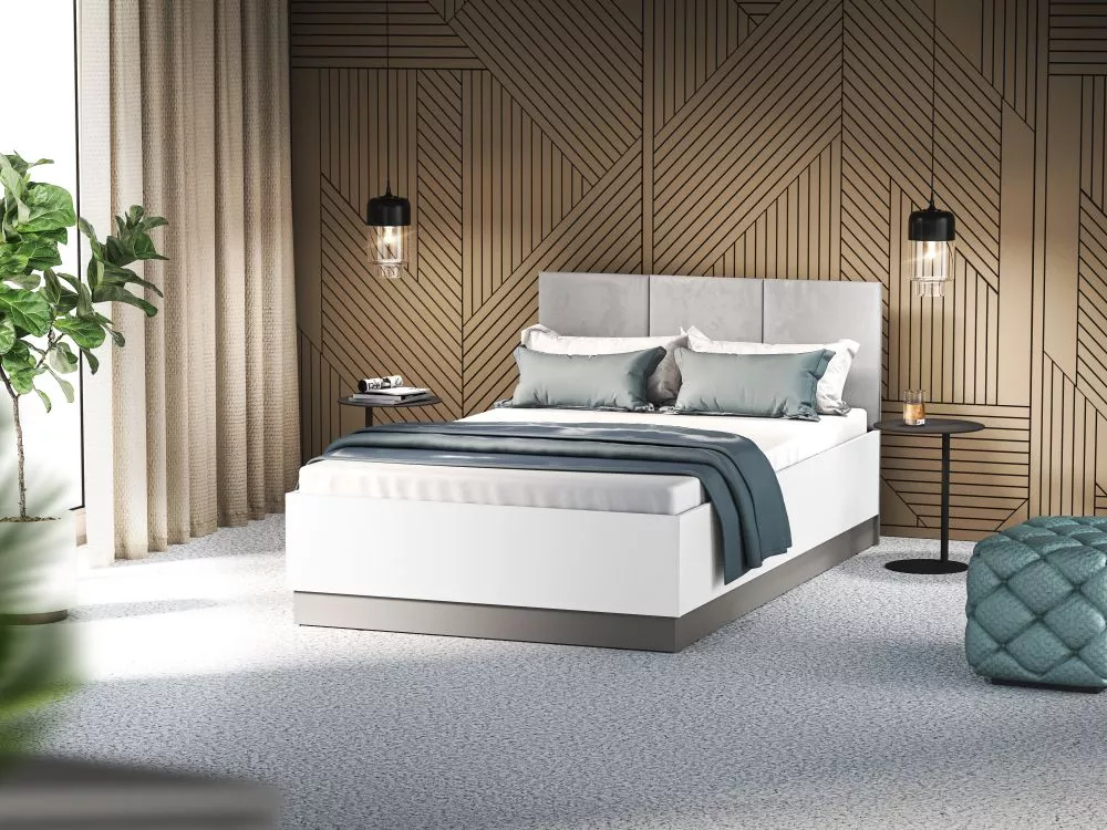 Gulta Mell ar stelāžu Guļamvietas platums: 120 cm, Korpusa krāsa: balts, Guļamvietas garums: 200 cm, · 125 × 208 × 92 cm