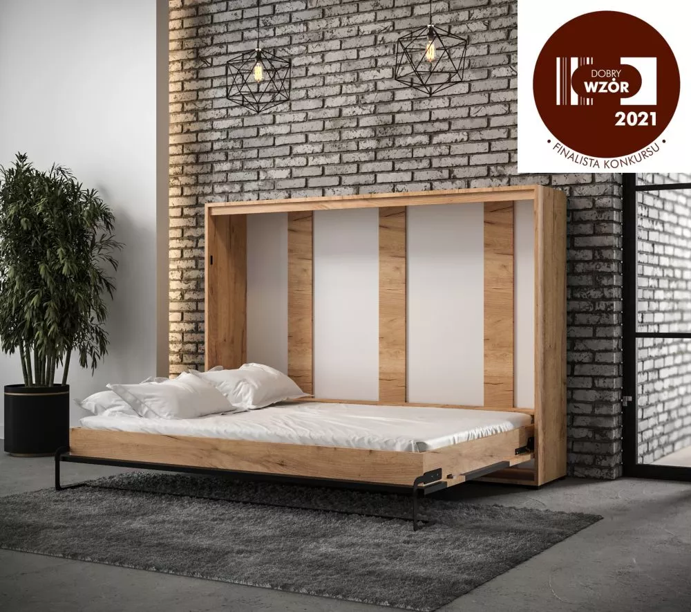 Gulta Case Loft H ar stelāžu Guļamvietas platums: 140 cm, Korpusa krāsa: ozols kraft zelts, Guļamvietas garums: 200 cm, 