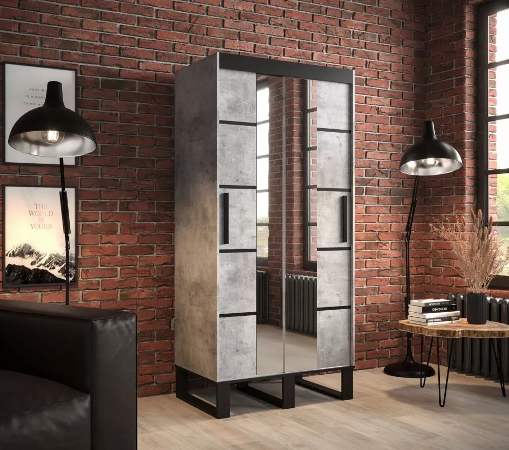 Skapis Loft V4 · Betons · 100 × 62 × 212 cm