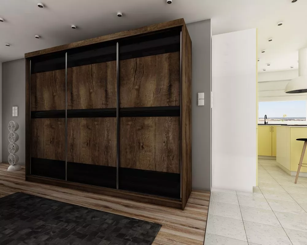 Skapis Top 16 ar LED · Tumšais osis · 250 × 62 × 200 cm