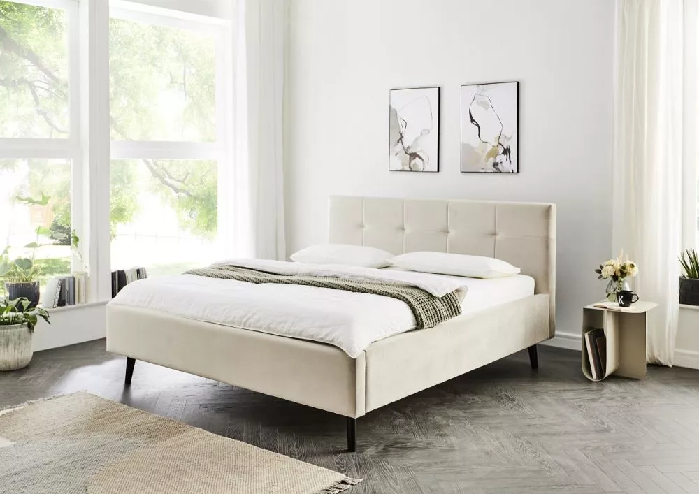 Gulta Evita Standard Premium 180x200 ar stelāžu Guļamvietas platums: 180 cm, Guļamvietas garums: 200 cm, · Gaiši bēšs · 