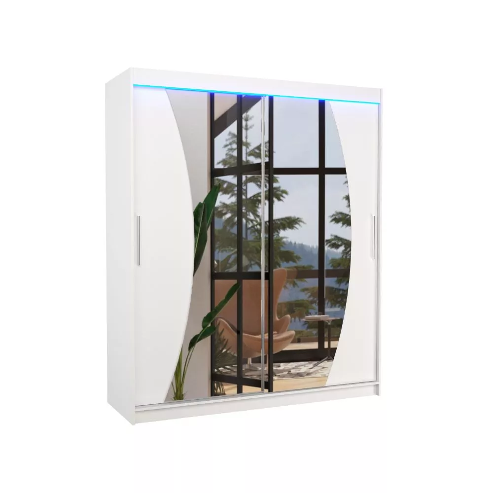 Skapis Dolores ar LED · Balts · 180 × 58 × 215 cm
