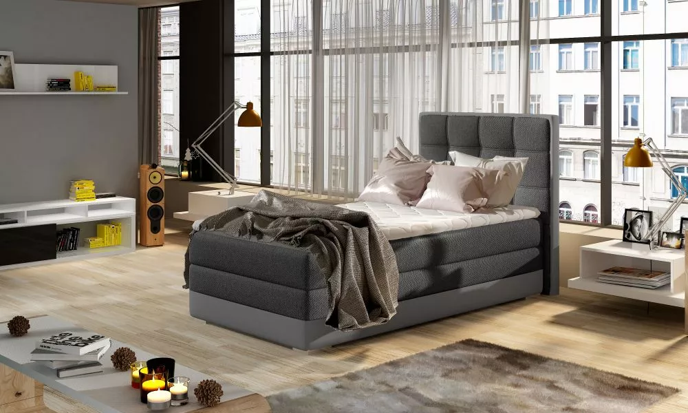 Gulta Aster 90x200 Boxspring standard Guļamvietas platums: 90 cm, Guļamvietas garums: 200 cm, · Tumši pelēks + pelēks · 