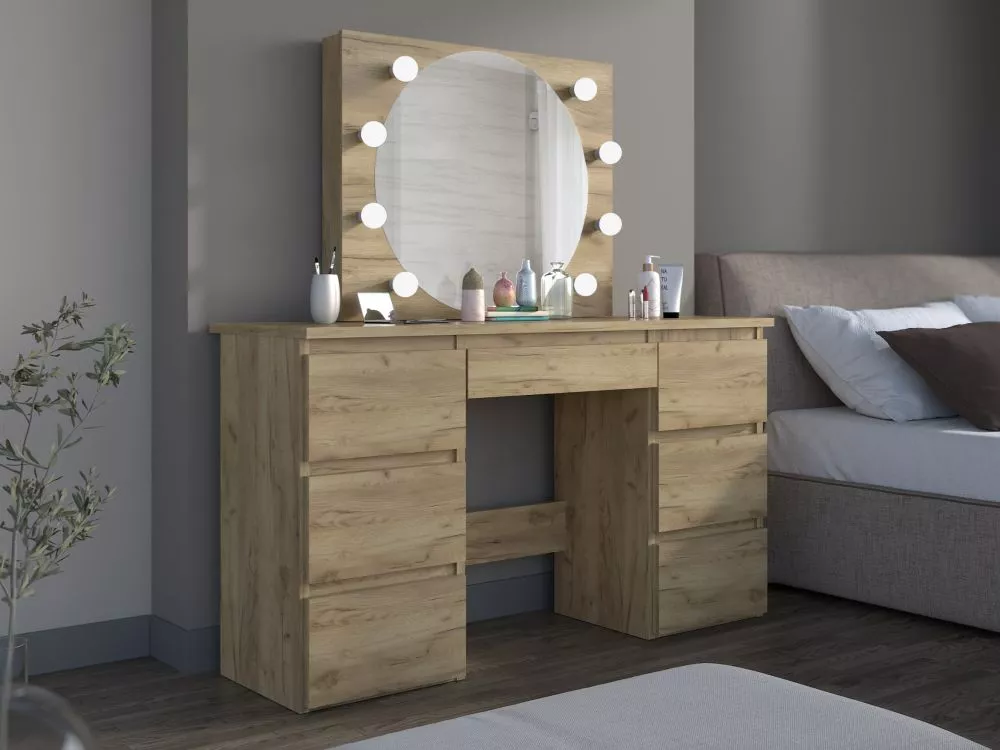 Kosmētikas galds Beta 4 8 LED · Ozols kraft · 120 × 140 × 43 cm