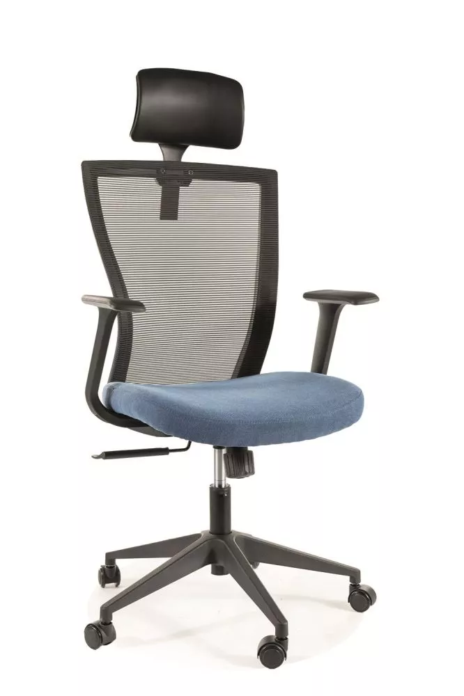 Datorkrēsls Q-328H Korpusa krāsa: gaiši zils, Elementu krāsa: melns, · 62 × 97 cm