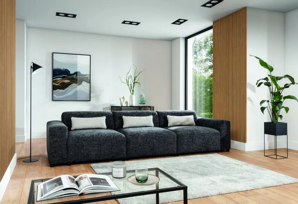 Dīvāns Roma 3S Standard · Tumši zils · 98 × 327 × 75 cm
