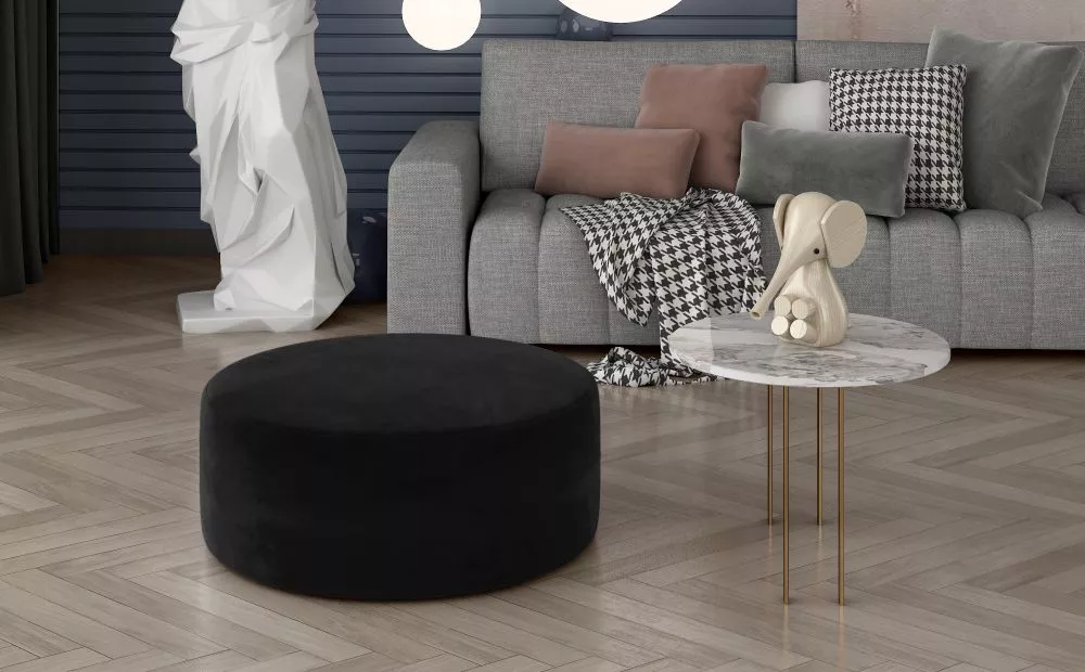 Pufs Bero Standard Auduma numurs: Mat Velvet 99, · Melns · 75 × 42 × 75 cm