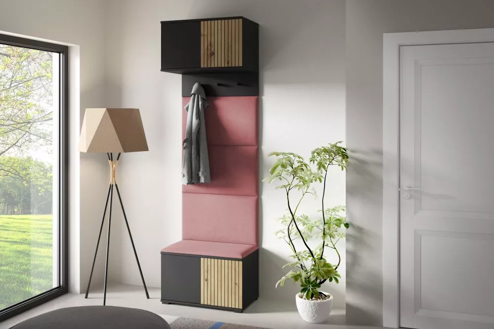 Apavu plaukts Ross 5 Trinity Korpusa krāsa: melns + ozols artisan, · 70 × 225 × 40 cm