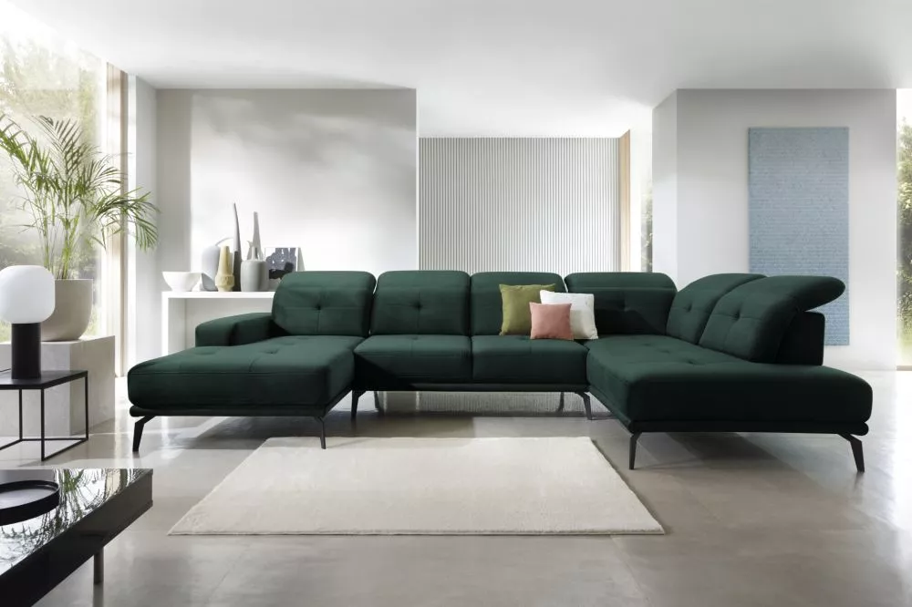 Dīvāns Bretan Premium standard · Tumši zaļš · 201 × 350 × 57 cm