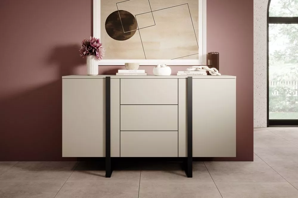 Kumode Verica K150 2D3SZ Black · Gaiši bēšs · 150 × 45 × 87 cm