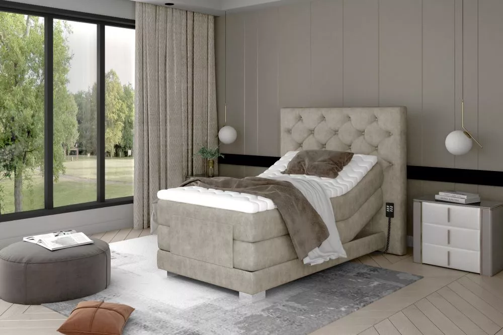 Gulta Clover Electric Boxspring Lux standard Guļamvietas platums: 90 cm, Guļamvietas garums: 200 cm, · Bēšs · 109 × 217 